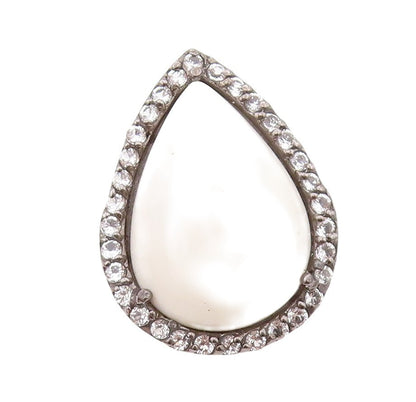 925 Sterling Silver Vintage Ring Drop Shape Gemstone Halo Topaz  Sz 7.5  RG30375