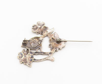 925 Sterling Silver Vintage Brooch Pin HAND & HAMMER Cardinal Bird  BP12657