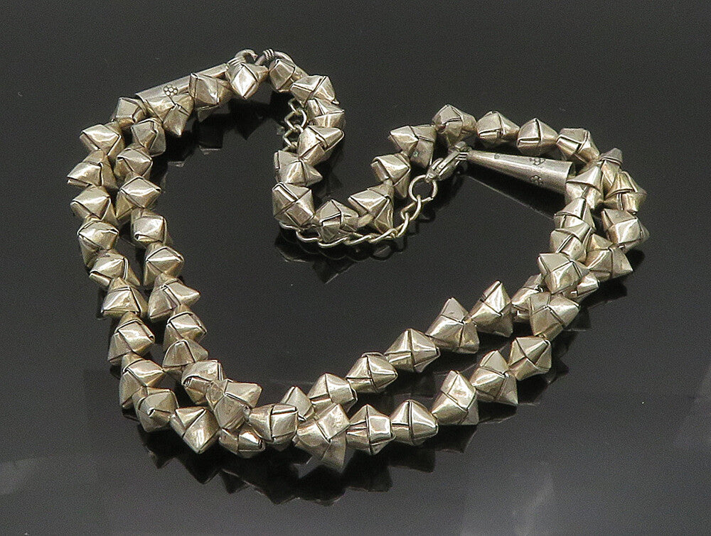 925 Sterling Silver  Vintage Tied Cone Knot Rope Necklace  NE3797