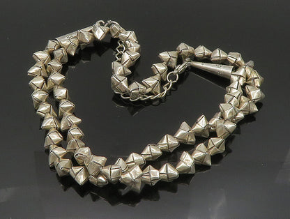 925 Sterling Silver  Vintage Tied Cone Knot Rope Necklace  NE3797