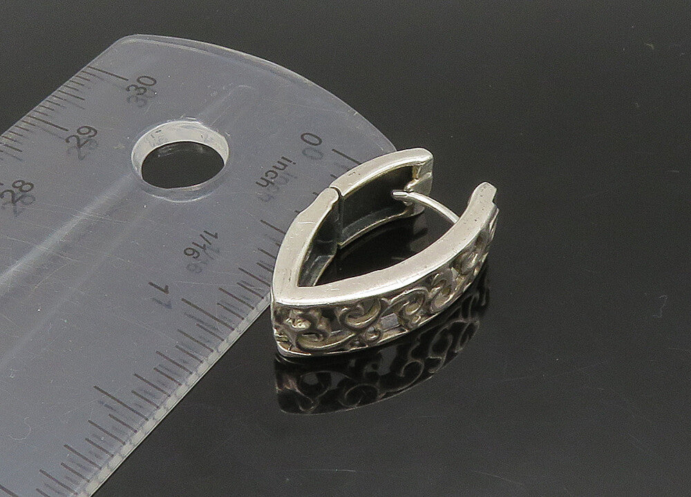 925 Sterling Silver  Vintage Shiny Swirl Vine Pointed Hoop Earrings  EG11273