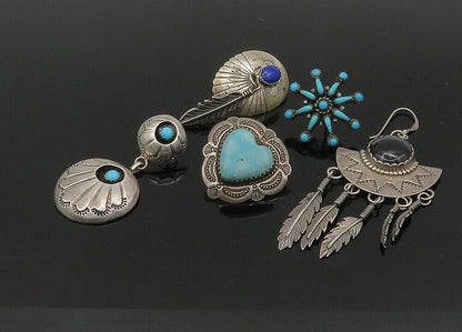 ZUNI NAVAJO 925 Silver  Vintage MultiStone Lot Single Earrings  EG11224