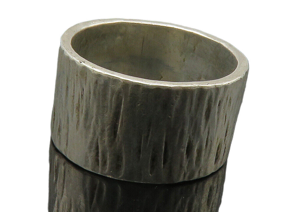DESIGNER 925 Silver  Vintage Shiny Textured Round Band Ring Sz 6  RG14522