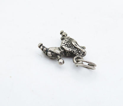 925 Sterling Silver  Vintage Petite Dark Tone Poodle Dog Motif Pendant  PT3827