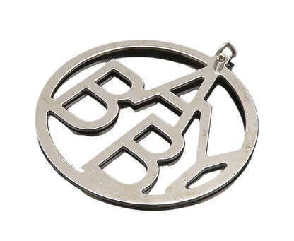 925 Sterling Silver  Vintage Shiny Polished Baby Round Pendant  PT19092