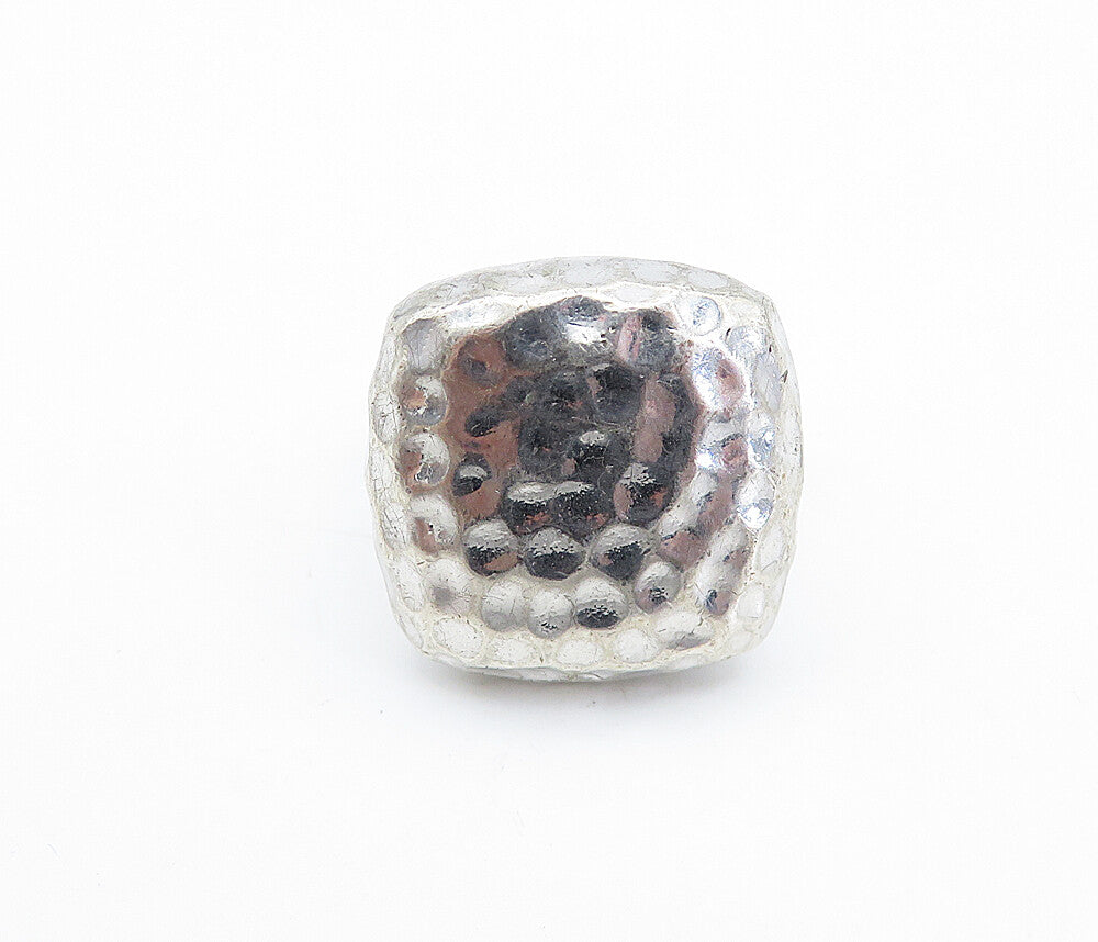 925 Sterling Silver  Vintage Hammered Square Dome Cocktail Ring Sz 5.5  RG6464