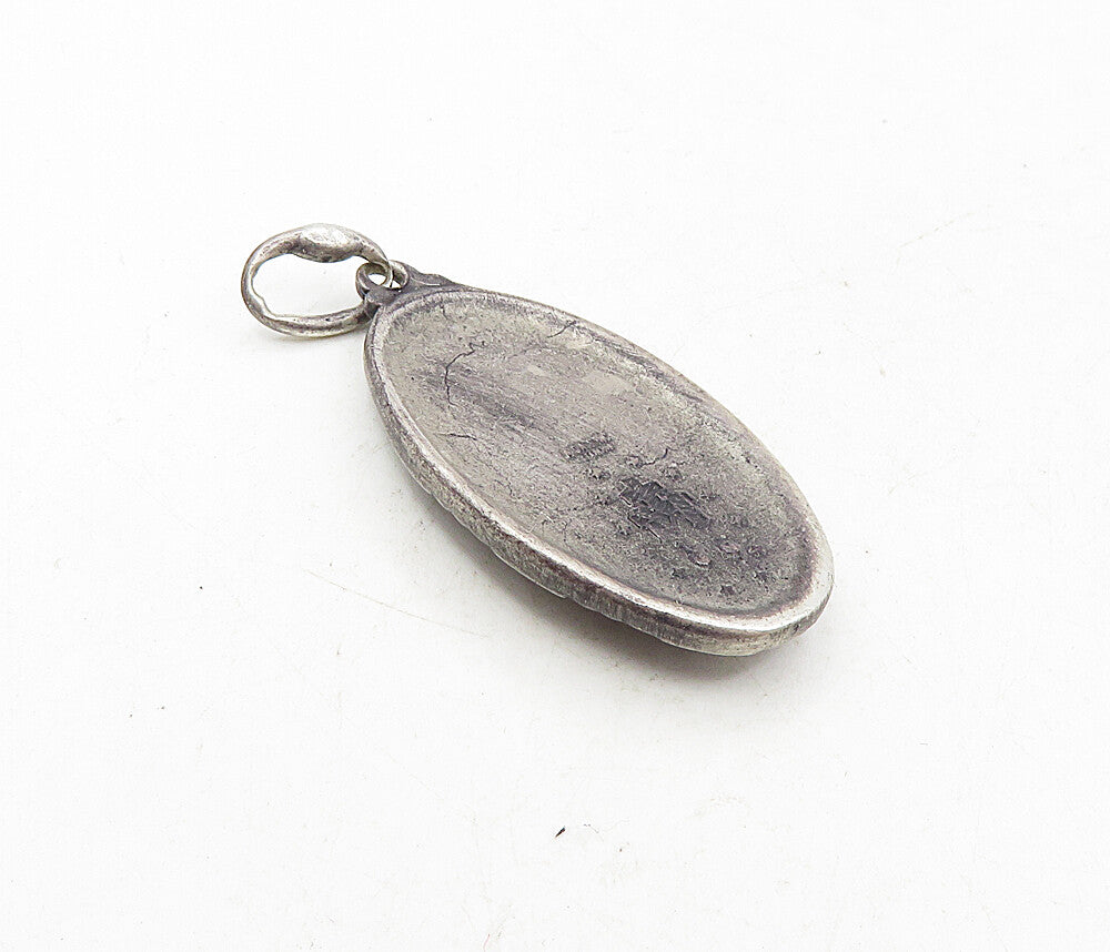 925 Sterling Silver  Vintage Antique Oxidized Religious Figure Pendant  PT6989