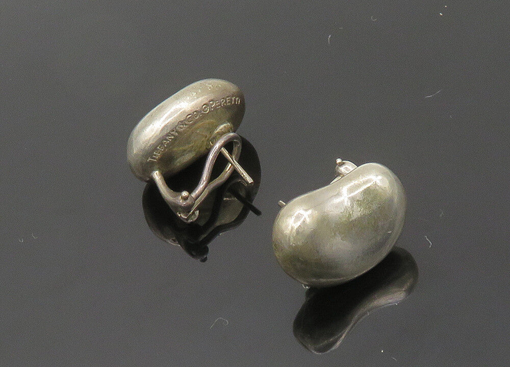 TIFFANY & CO. 925 Sterling Silver  Vintage Bean Shaped Drop Earrings  EG10091