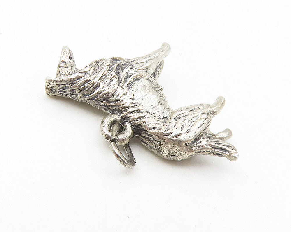 925 Sterling Silver  Vintage Shiny Petite Etched Collie Dog Pendant  PT8950
