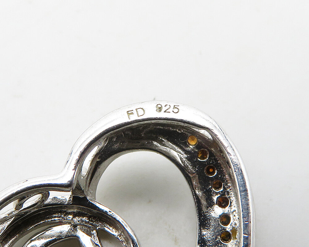 925 Sterling Silver  Shiny Genuine Diamonds Open Love Heart Pendant  PT14935