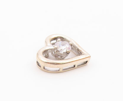 925 Sterling Silver  Vintage Cubic Zirconia Open Love Heart Pendant  PT17465