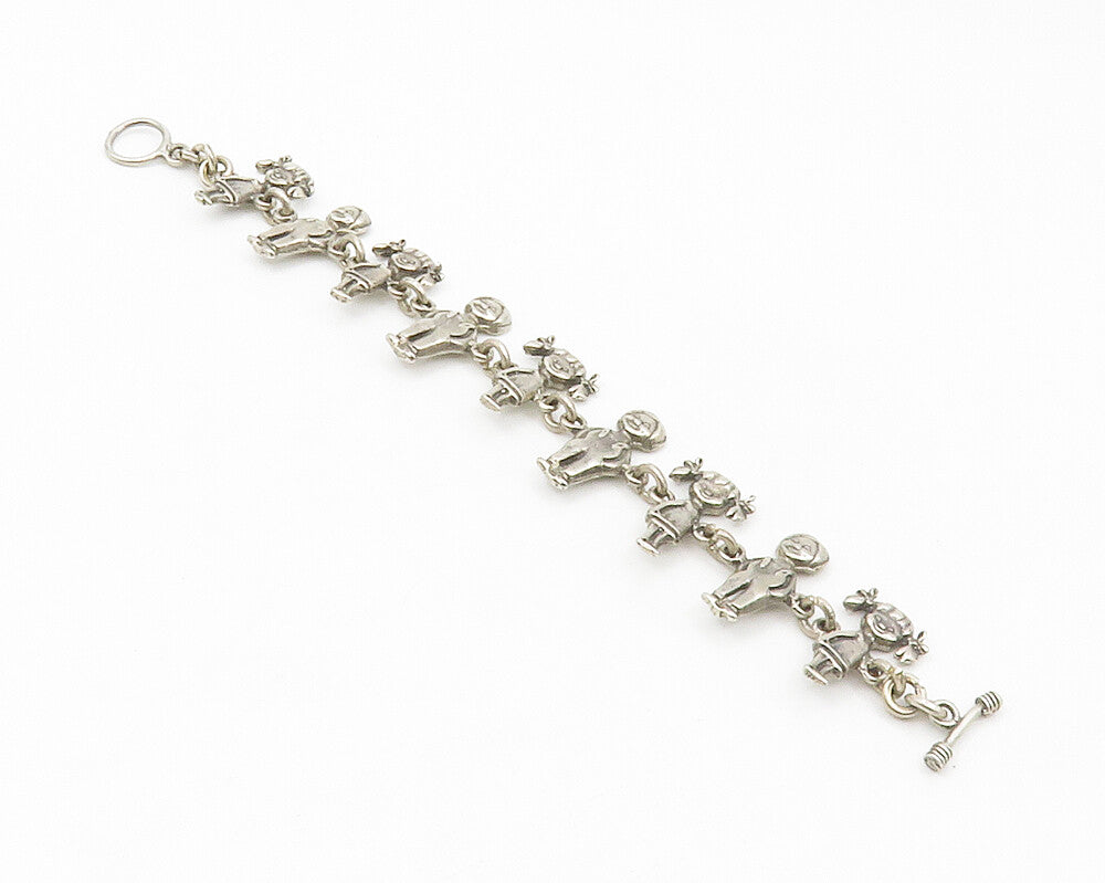 925 Sterling Silver  Vintage Boys & Girls Children Link Chain Bracelet  BT5211