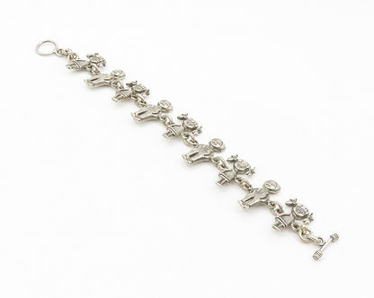 925 Sterling Silver  Vintage Boys & Girls Children Link Chain Bracelet  BT5211