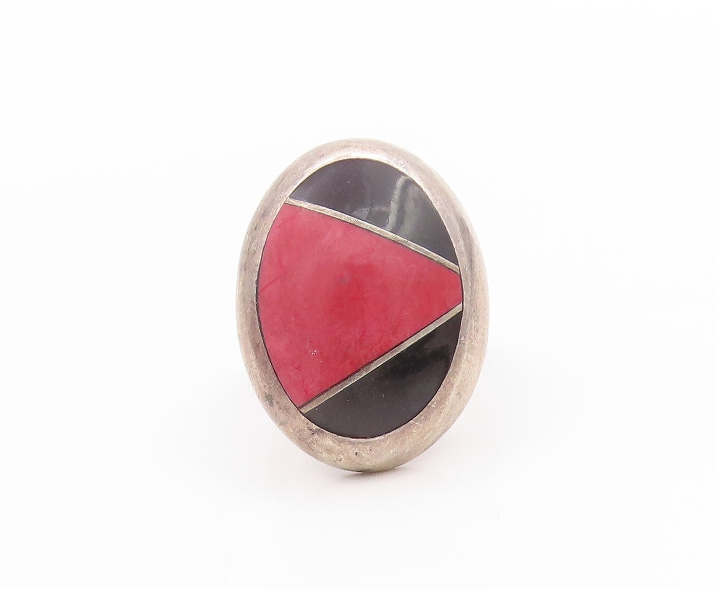 925 Sterling Silver Vintage Ring MEXICO Designer Gemstone Inlay  Sz 9  RG33341