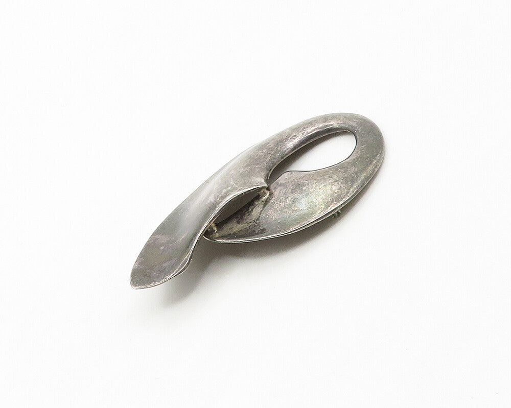 JONDELL 925 Silver  Vintage Dark Tone Modernist Smooth Brooch Pin  BP7030