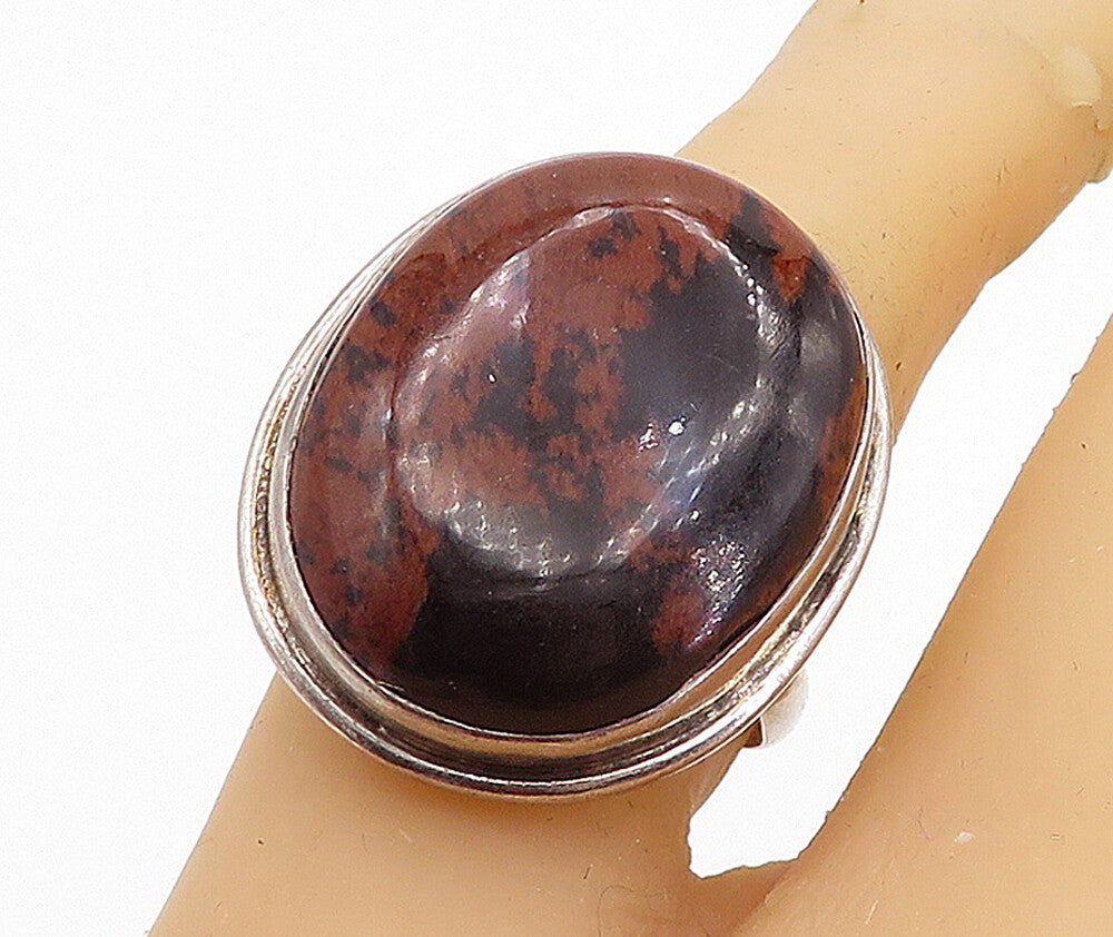 925 Sterling Silver  Vintage Minimalist Jasper Cocktail Ring Sz 7  RG3756