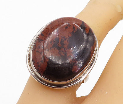 925 Sterling Silver  Vintage Minimalist Jasper Cocktail Ring Sz 7  RG3756
