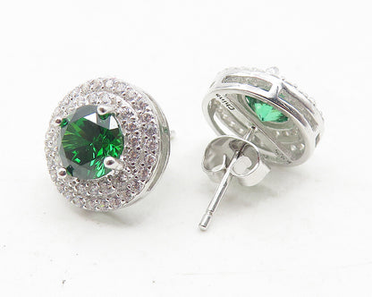 925 Sterling Silver  Sparkling Peridot & Topaz Round Stud Earrings  EG6108