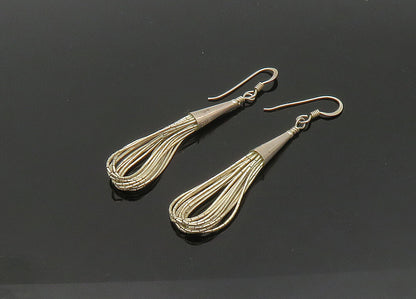 925 Sterling Silver  Vintage Liquid Silver Loop Dangle Earrings  EG10744