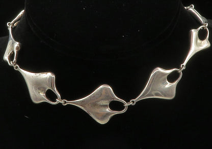 RLM STUDIO 925 Silver  Vintage Shiny Sculpted Link Chain Necklace  NE2222