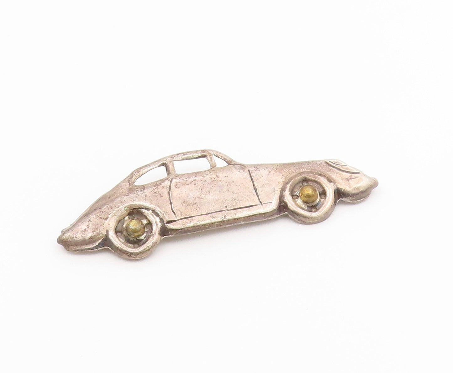 MEXICO 925 Silver  Vintage Two Tone Old Fashioned Car Brooch Pin  BP9253
