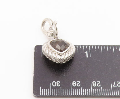 925 Sterling Silver Vintage Pendant JUDITH RIPKA Smoky Quartz Love Heart PT26650