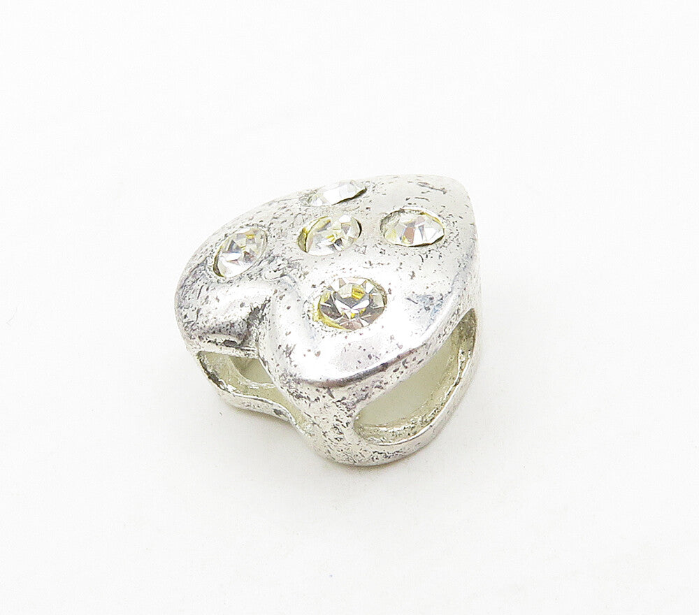 925 Sterling Silver  Petite Topaz Spotted Love Heart Slide Pendant  PT12308