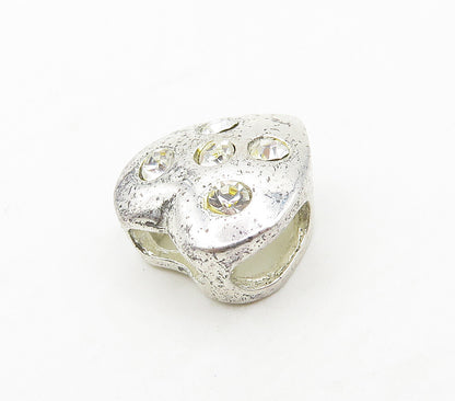 925 Sterling Silver  Petite Topaz Spotted Love Heart Slide Pendant  PT12308