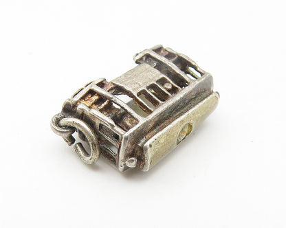 925 Sterling Silver  Vintage Petite Dark Tone Trolley Cable Car Pendant PT8882