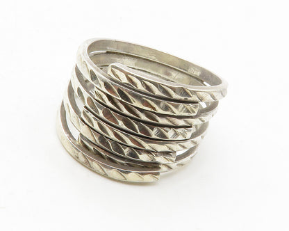 925 Sterling Silver  Vintage Shiny Diamond Cut Split Band Ring Sz 8  RG13236