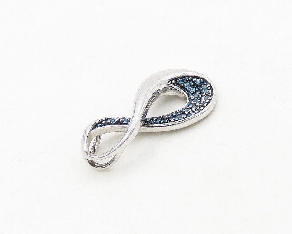 925 Sterling Silver  Vintage Genuine Diamonds Infinity Loop Pendant  PT15547
