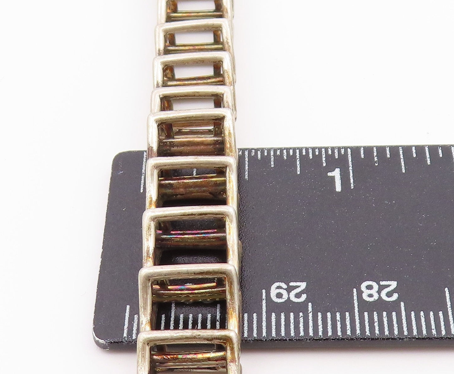 925 Sterling Silver Vintage Bracelet Classic Open Geometric Square Link  BT12197