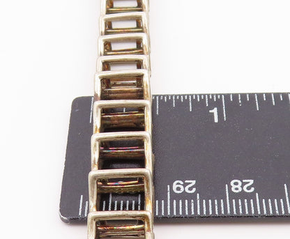 925 Sterling Silver Vintage Bracelet Classic Open Geometric Square Link  BT12197