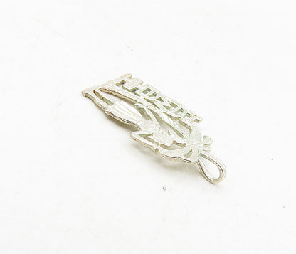 925 Sterling Silver  Vintage Shiny Palm Tree Woman Hawaii Pendant  PT6972