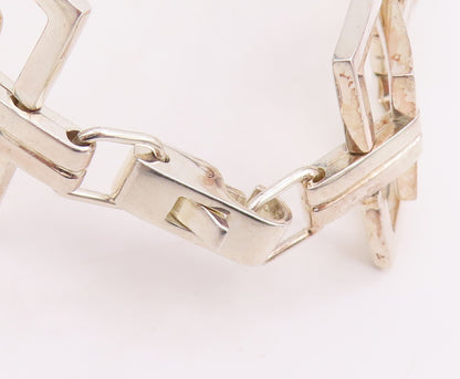 925 Sterling Silver Vintage Bracelet DOBBS Open Geometric Square Link  BT11819
