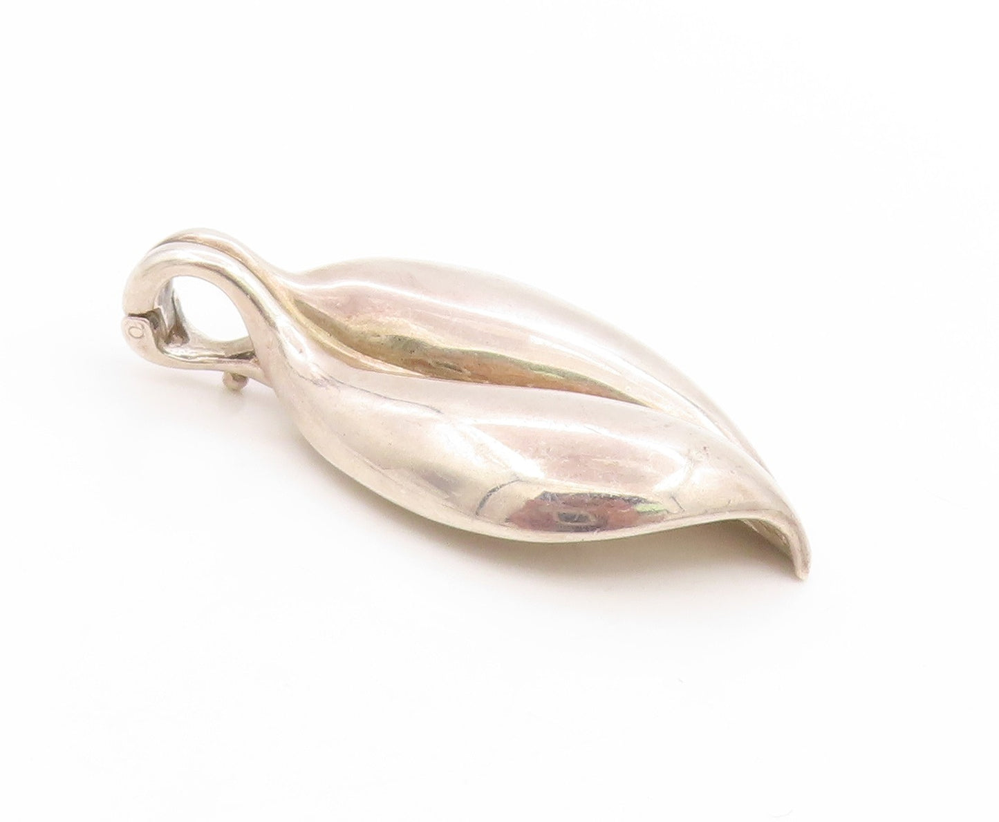 925 Sterling Silver Vintage Pendant ESPO SIG Modernist Large Floral Leaf PT25800