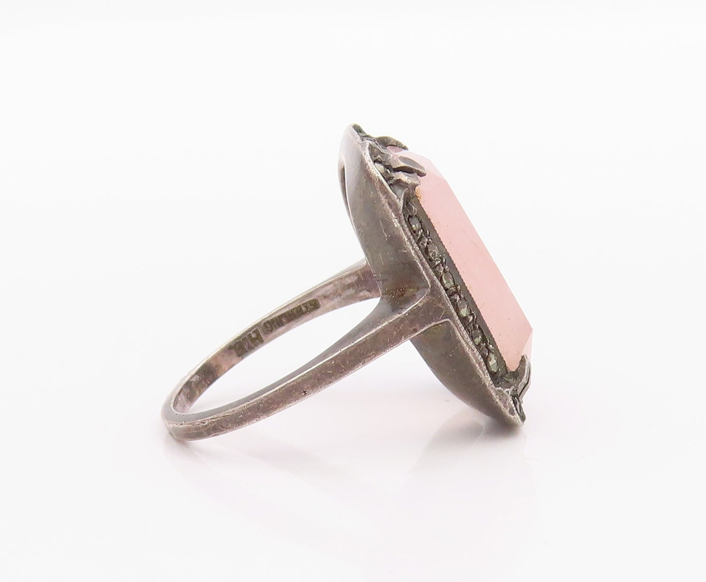 925 Sterling Silver Vintage Ring EUROPE Victorian Gemstone  Sz 6  RG33285