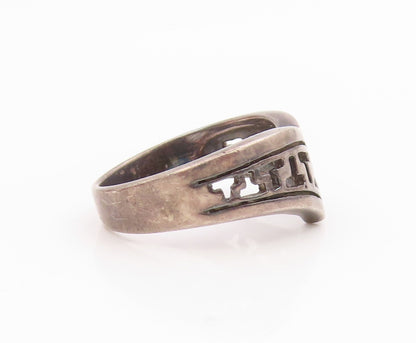 925 Sterling Silver Vintage Ring Letter T Initial Cutout Band  Sz 8  RG35701