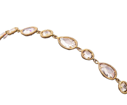925 Silver  Vintage Round & Waterdrop Halo Twisted Rope CZ Bracelet  BT9934