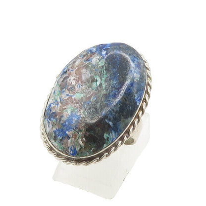 MEXICO 925 Sterling Silver  Vintage Sodalite Twist Cocktail Ring Sz 8  RG18461