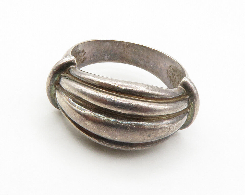 CHARLES KRYPELL 925 Silver  Vintage Dark Tone Fluted Band Ring Sz 6.5  RG14523