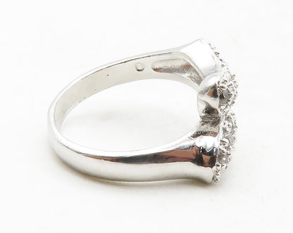 925 Sterling Silver  Sparkling Cubic Zirconia Bypass Band Ring Sz 8  RG13492