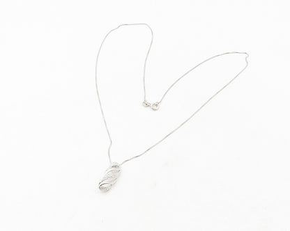 925 Sterling Silver  Shiny Genuine Diamond Swirl Thin Chain Necklace  NE2061