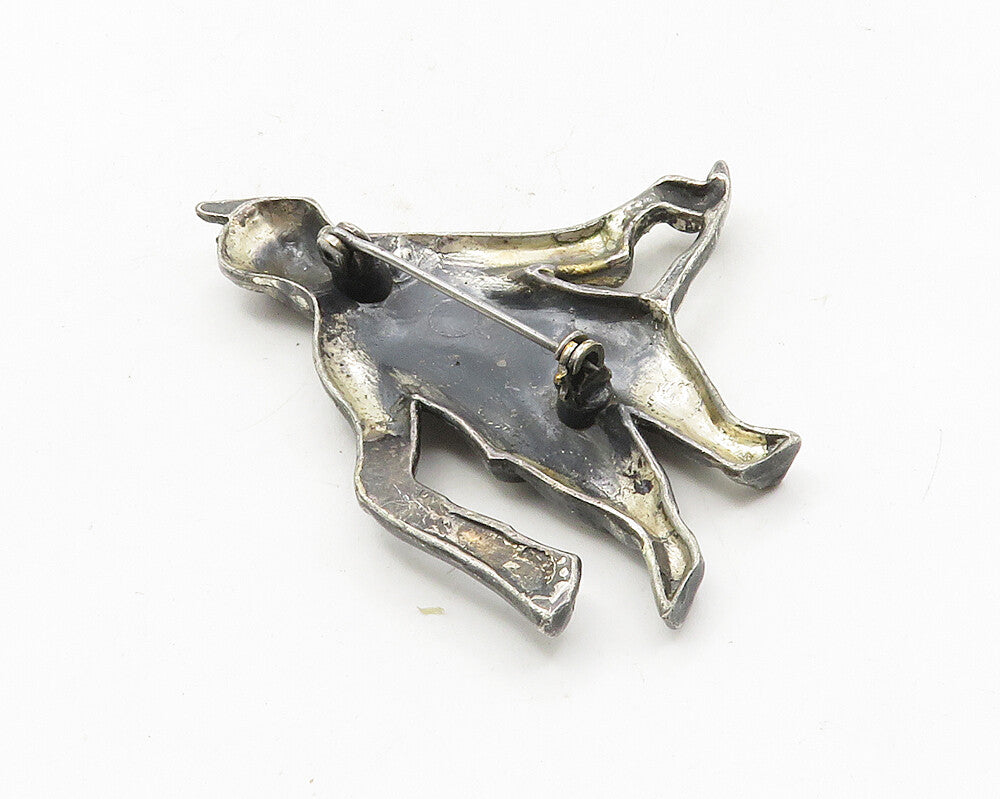 925 Sterling Silver  Vintage Oxidized Etched Woman Figure Brooch Pin  BP3931
