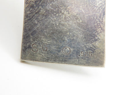 925 Sterling Silver  Vintage Dark Tone Chiseled Pattern Square Pendant PT11470