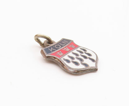 925 Sterling Silver  Vintage Enamel Cologne Germany Souvenir Pendant  PT18524