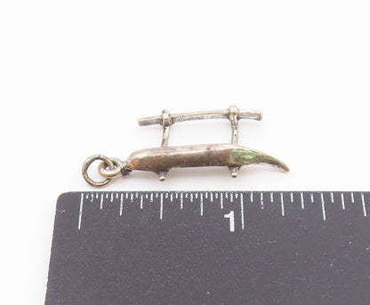 925 Sterling Silver  Vintage Sculpted Canoe Boat Pendant  PT21125