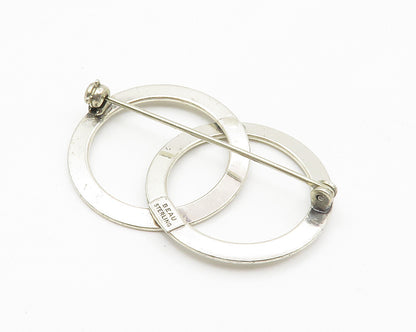 BEAU 925 Sterling Silver  Vintage Open Circles Interlocked Brooch Pin  BP5413