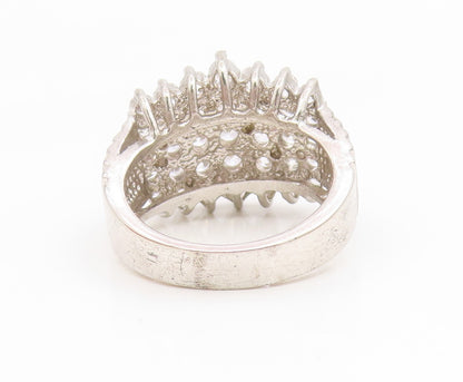925 Sterling Silver Vintage Ring Sparking CZ Elegant Cluster Band  Sz 6  RG35177