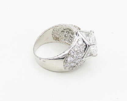 925 Sterling Silver  Sparkling Cubic Zirconia Cocktail Ring Sz 6.5  RG18019